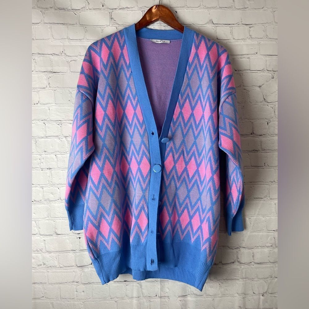 Qu Style Retro Multicolored Cardigan One Size